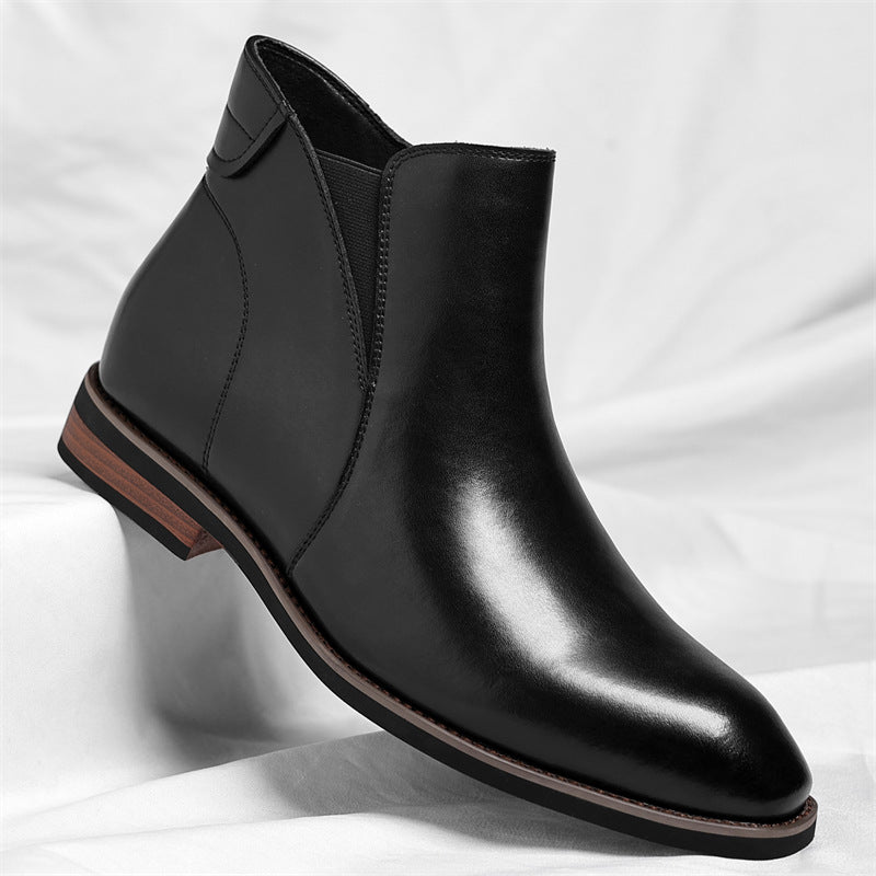 Men's Retro High-Top Formal Leather Boots - British Style Side Zipper Ankle Boots