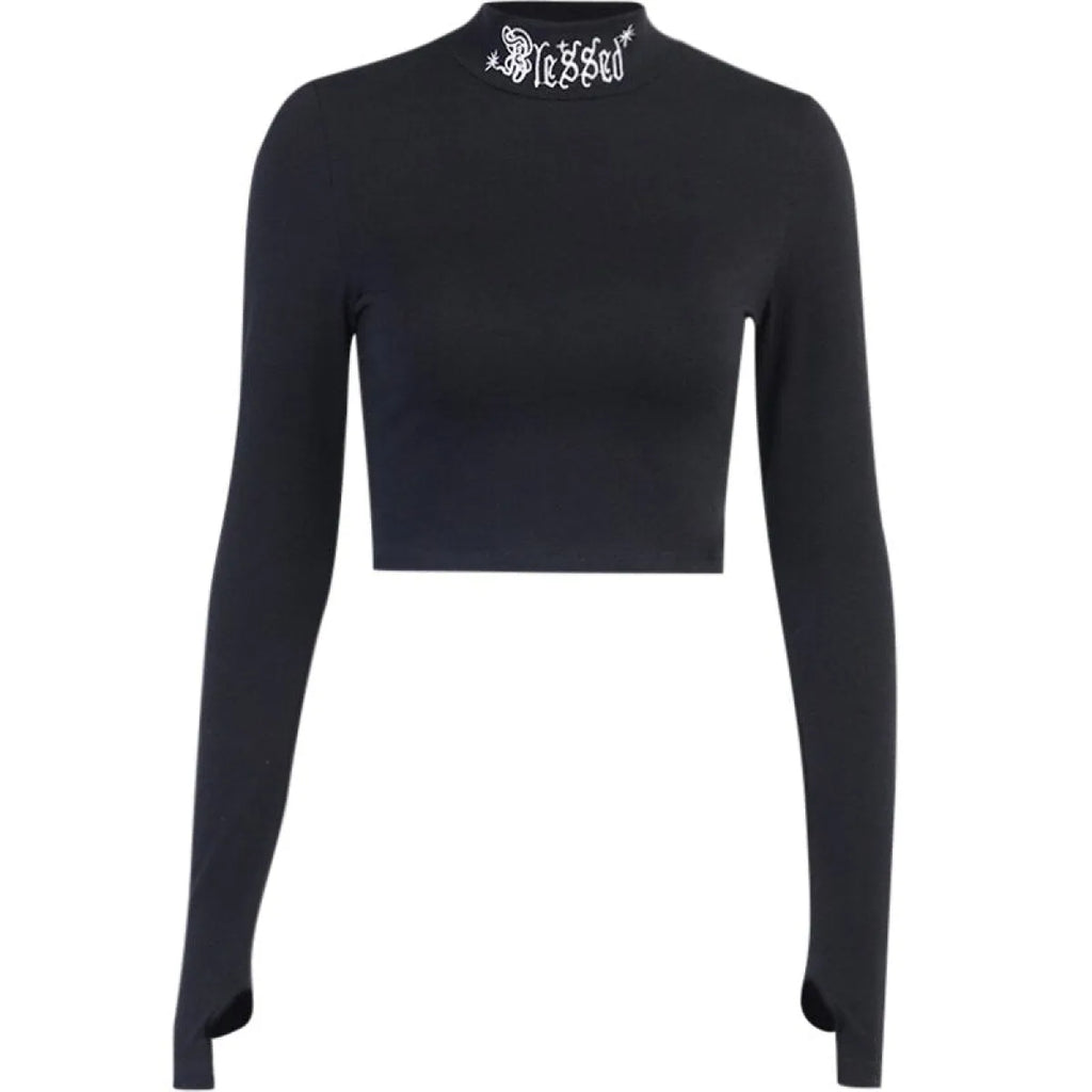 "Blessed" Goth Crop Top