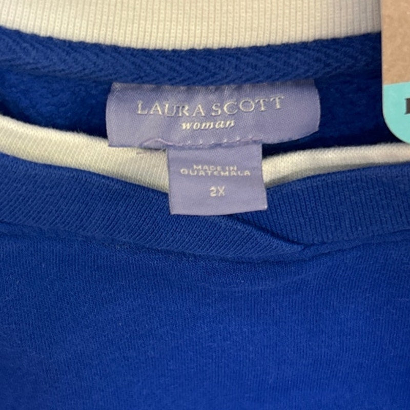 Upcycled Hand Printed Womens 2X Save The Earth World Long Sleeve Crew Sweatshirt