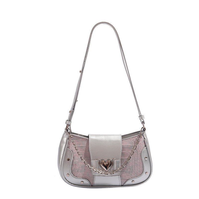 Mini Square Crossbody Bag for Women – PU Leather Shoulder & Underarm Bag with Chain Strap | Stone Pattern