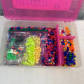 Plastic Craft Box Filled with Hundreds of Pony Beads Girls Fun Craft Lot