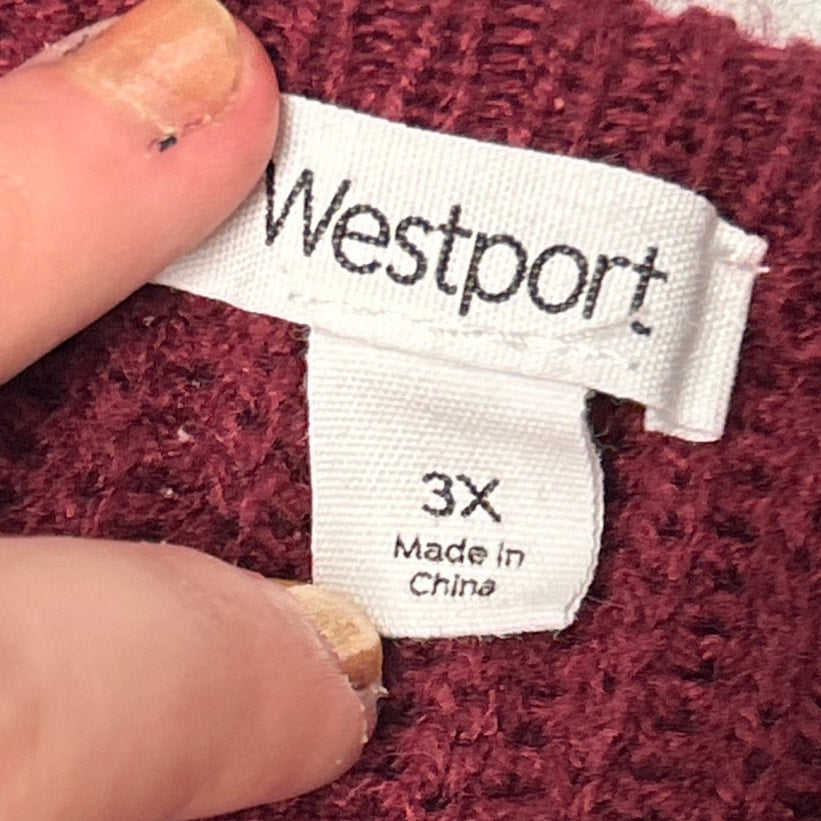 Westport Womens Plus Size 3X Long Sleeve Crew Neck Cabled Pullover Sweater