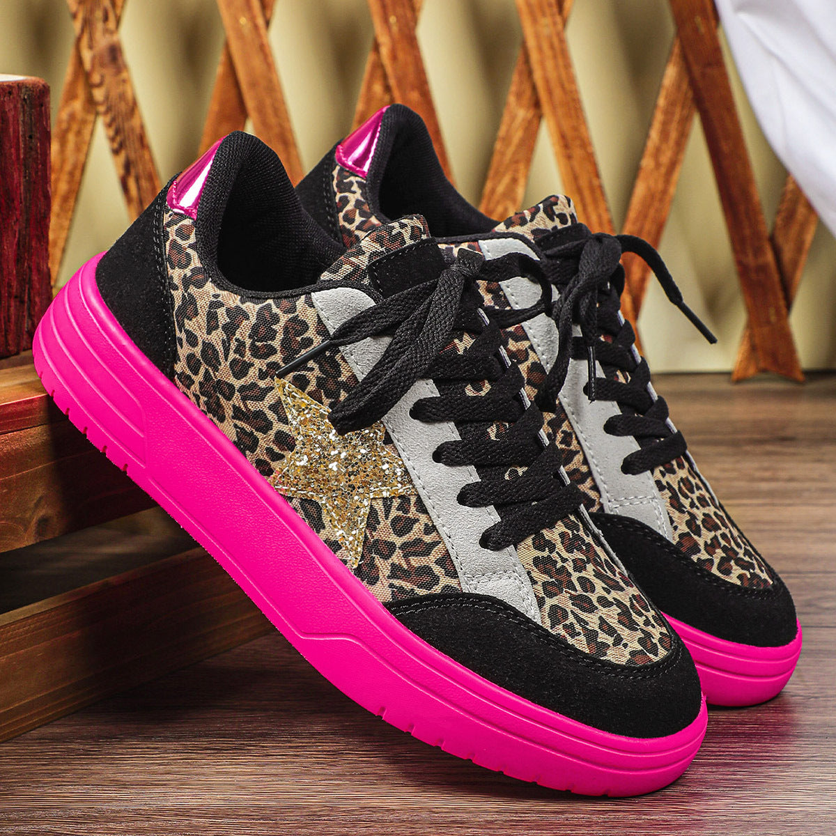 Leopard Print Retro Skate Shoes | Unisex Low-Top Sneakers | Men's & Women's