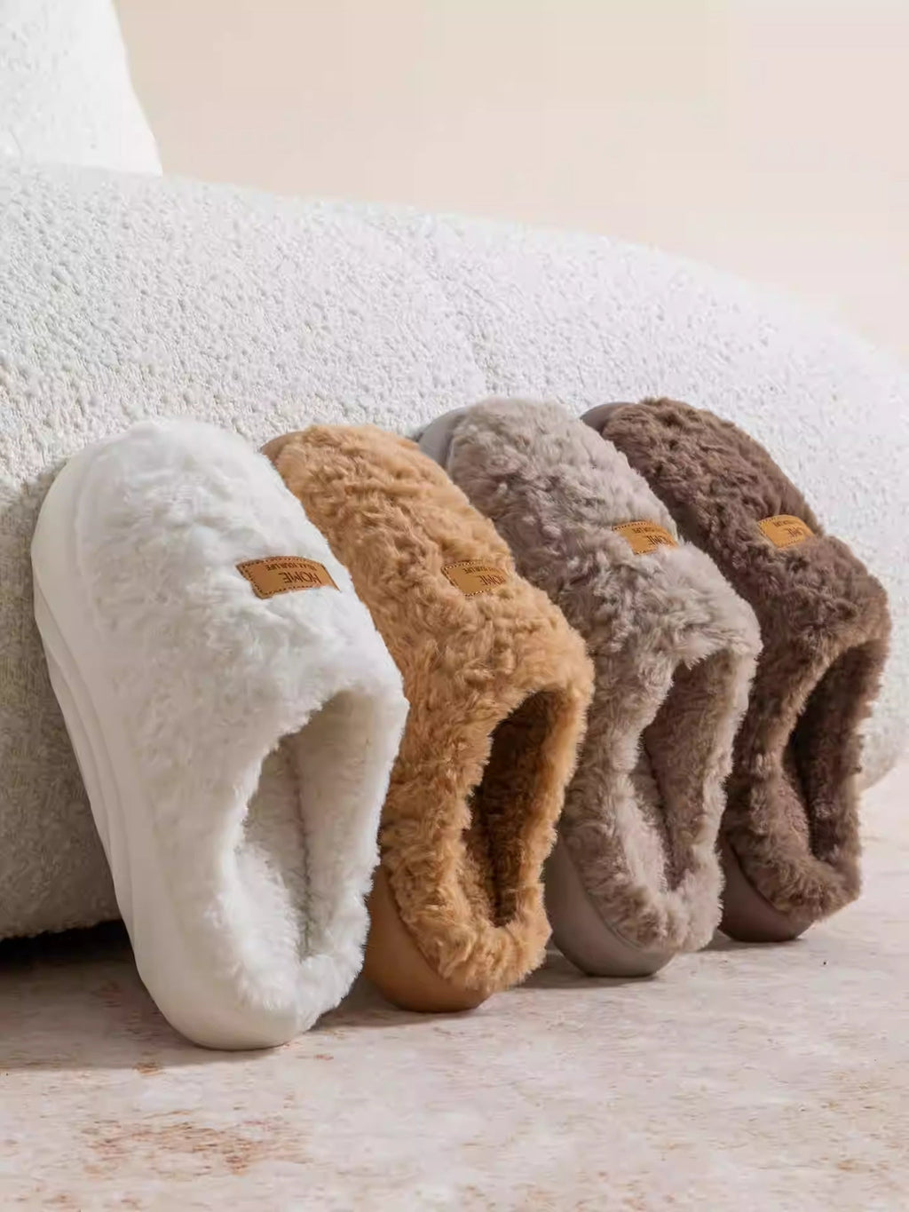 Women's Plush Thick Soled Cotton Slippers | Warm Non-Slip Indoor Home Shoes