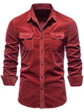 Men's Full Size Collared Neck Button Down Shirt with Chest Pockets Plus Size