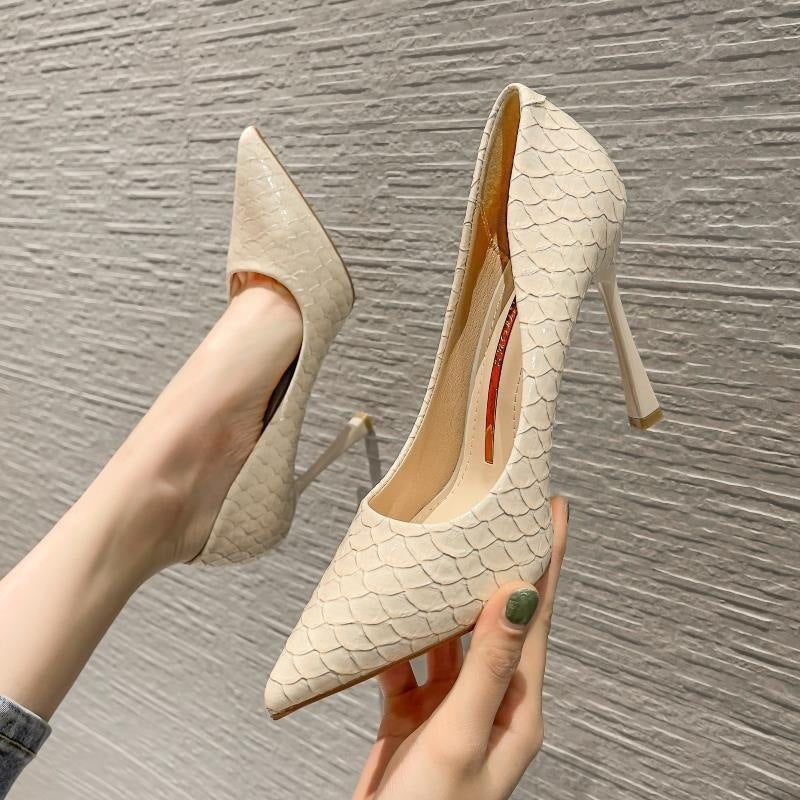 Women's Snake-Print Stiletto Heels | Pointed Toe Dress Shoes