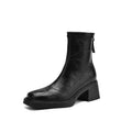 Women's Chunky Heel Square Toe Ankle Boots - Waterproof Non-Slip Mid Heel Boots