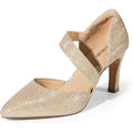 Dream Pairs Womens Size 7.5 Gold Glitter 3" Heels Pointed Closed Toe Shoes