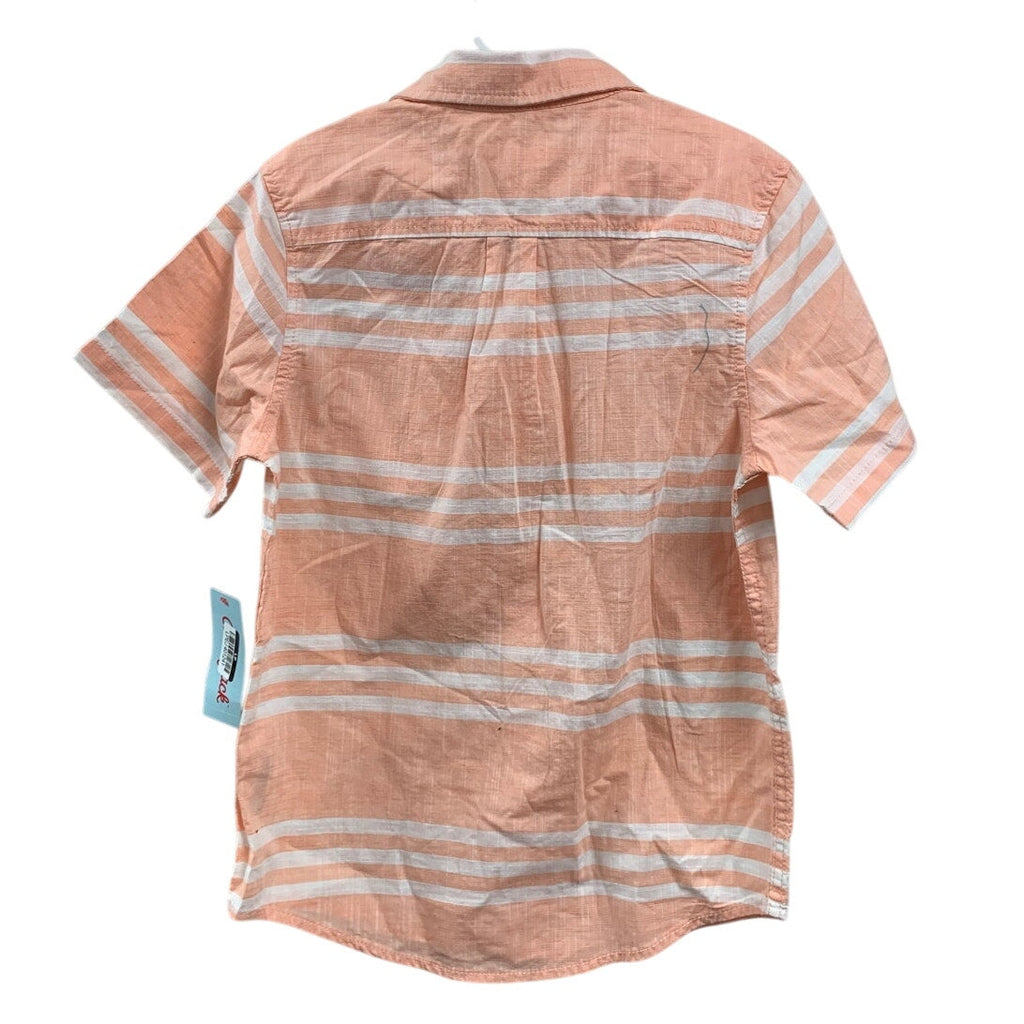 2 New Cat & Jack Boys Medium (8) Short Sleeve Striped Melon Button Up Shirts