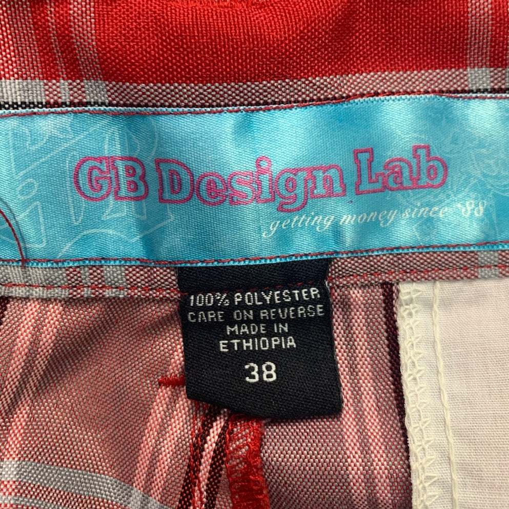GB Design Lab Mens Size 38 100% Polyester Plaid Drawstring Waist Bermuda Shorts