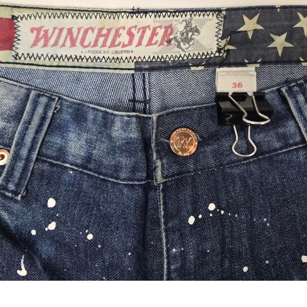 Winchester Mens 36 Factory Distressed & Paint Splattered Bleached Lined Jeans