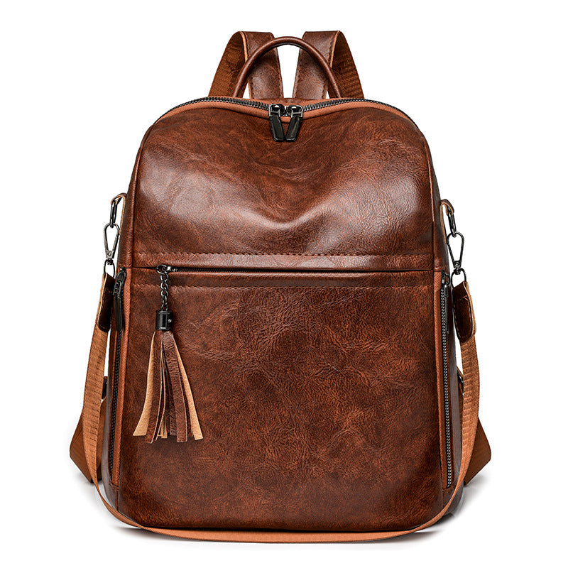 Classic Women's Vintage Backpack – PU Leather | Brown, Black, Pink
