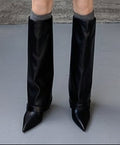 Women's Pointed-Toe High-Heel Boots – Slimming Tapered Leg | Matte Black, Glossy Black, Angora Red