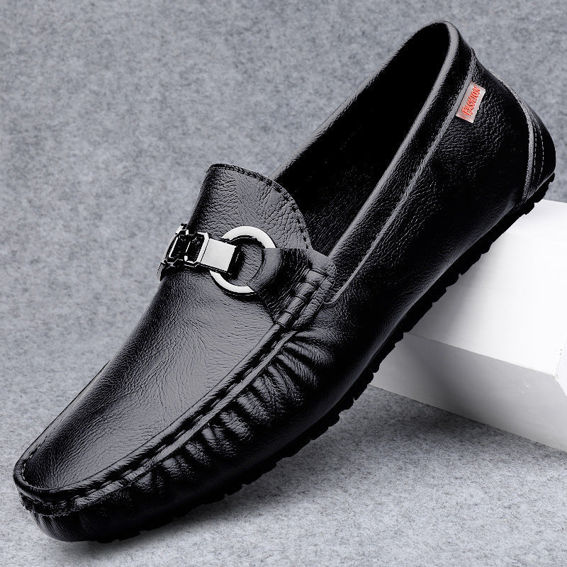 Men's Genuine Leather Slip-On Loafers | Soft Sole Breathable Casual Shoes
