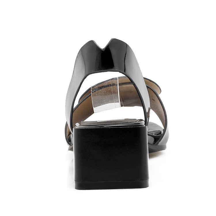 Women's Decorative Platform Sandals Round Toe Slip-On Chunky Heel Shoes