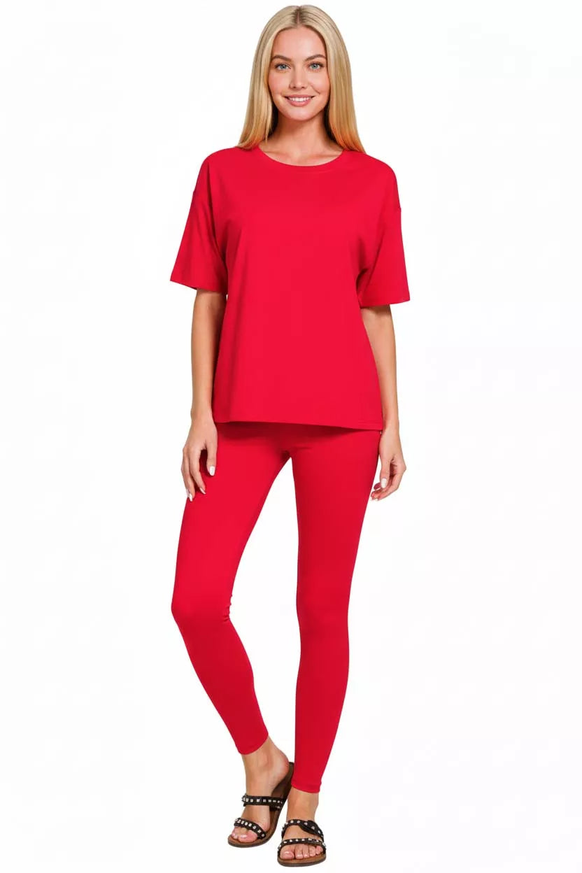 Zenana Full Size Brushed Dty Microfiber Short Sleeve Top and Pants Loungewear Set Plus Size