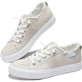 Obtaom Womens Size 7 Tan Lace Up Slip On Natural Canvas Rough Edge Sneaker Shoes