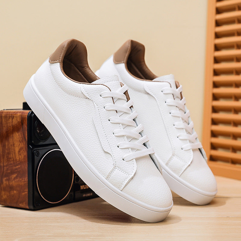 Men's Low-Top Patchwork Sneakers - Casual Lace-Up Athletic Shoes with Flat Heel
