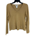 Judith Hart Womens Small Petite Silk Blend Rhinestone V Neck Long Sleeve Top
