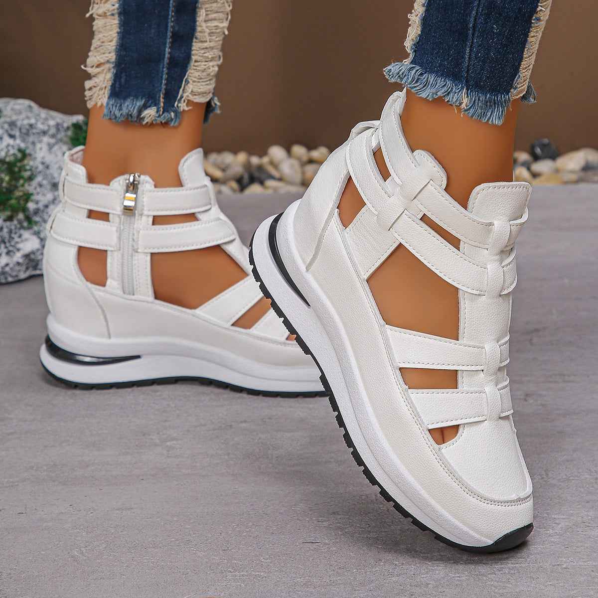 Women's Hollow Out Platform Sandals | Close Toe Velcro Summer Shoes