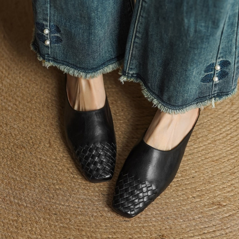 Women's Handmade Vintage Flat Leather Sandals | Cowhide Slip-On | Brown, Khaki & Black