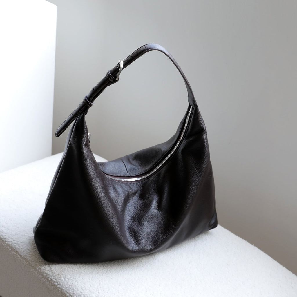 Women's Genuine Leather Tote Shoulder Bag – Commuter Handbag with Zipper Pockets