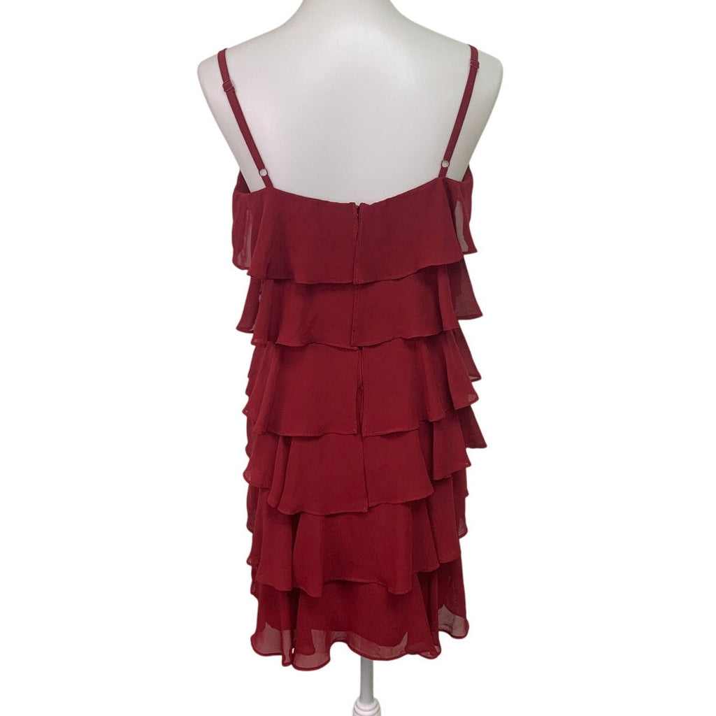 Ann Taylor Loft Womens Size 8 Spaghetti Strap Tiered Ruffle Knee Length Dress