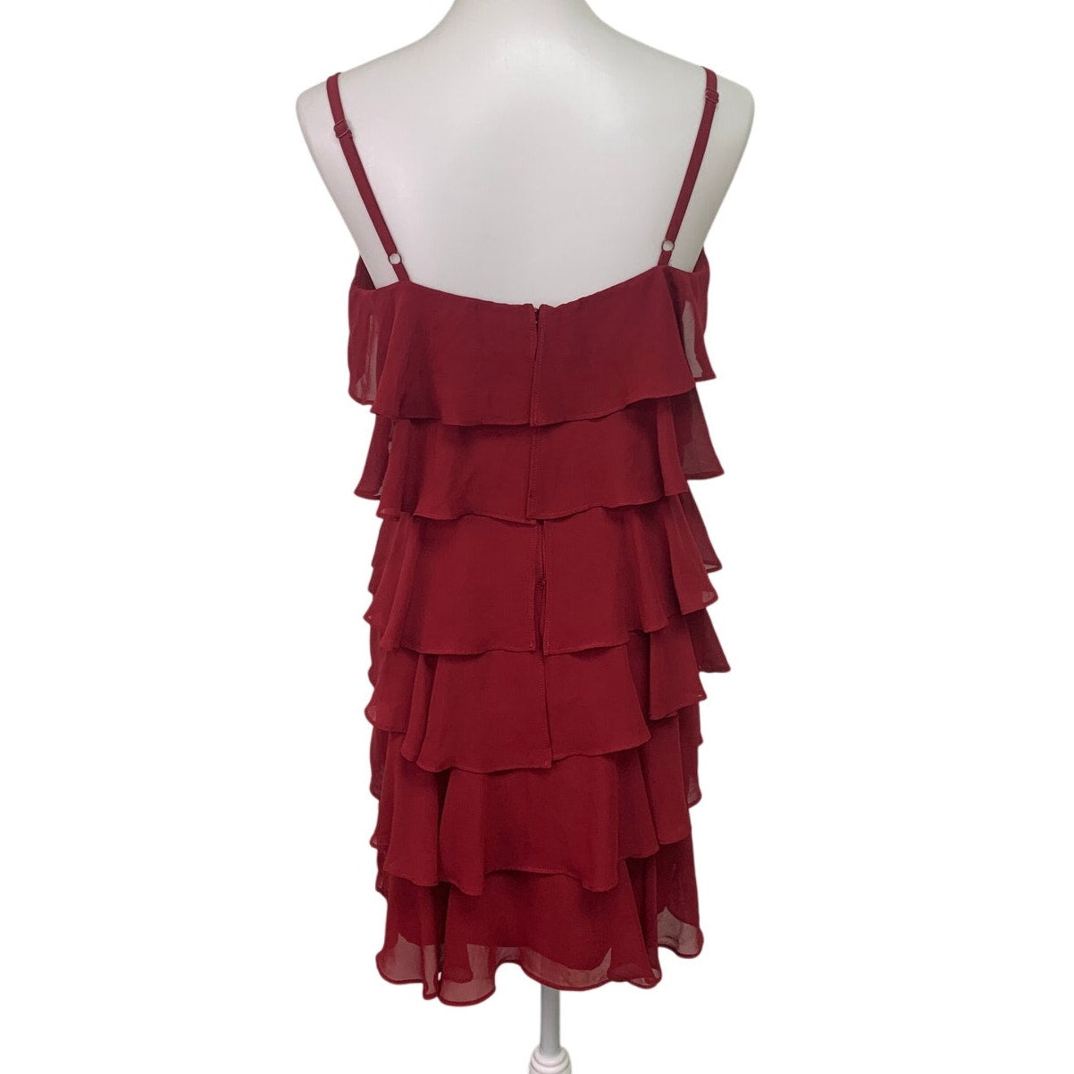 Ann Taylor Loft Womens Size 8 Spaghetti Strap Tiered Ruffle Knee Length Dress