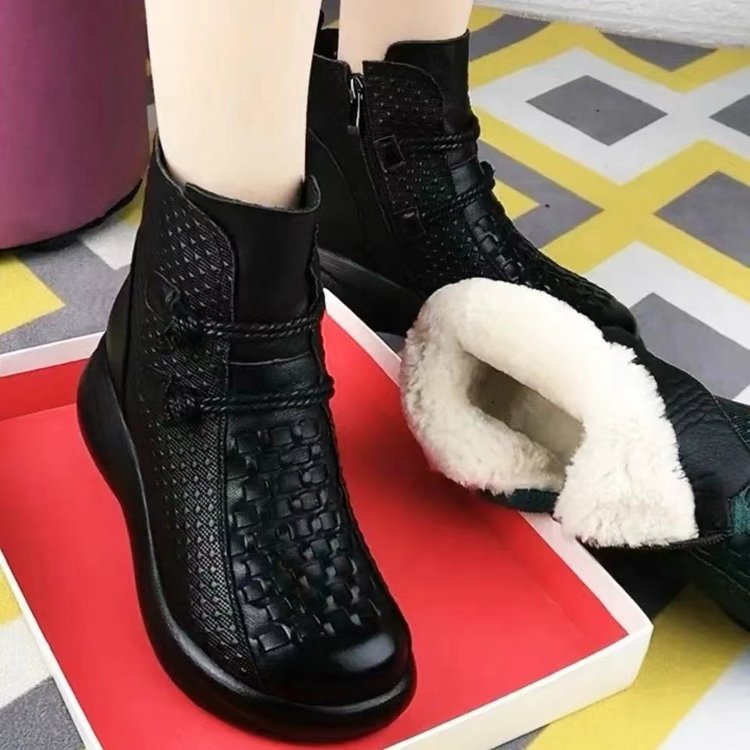 Soft Leather Fleece-Lined Warm Boots