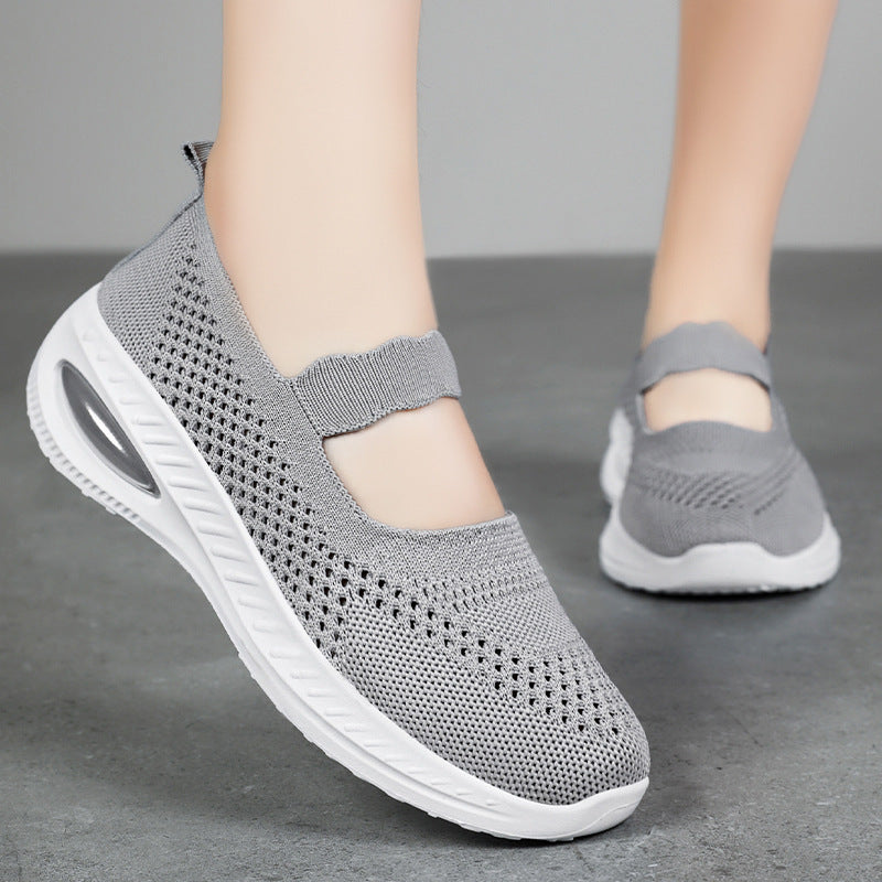 Women's Breathable Mesh Casual Sneakers - Lightweight Slip-On Flat Shoes