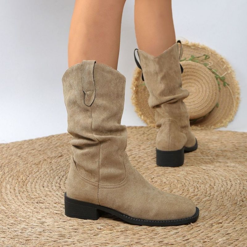 Women's British-Style Chunky-Heel Ankle Boots - Waterproof Casual Flat Boots