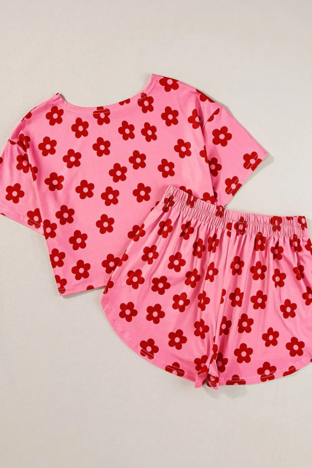 Floral Cropped Tee and Shorts Lounge Set