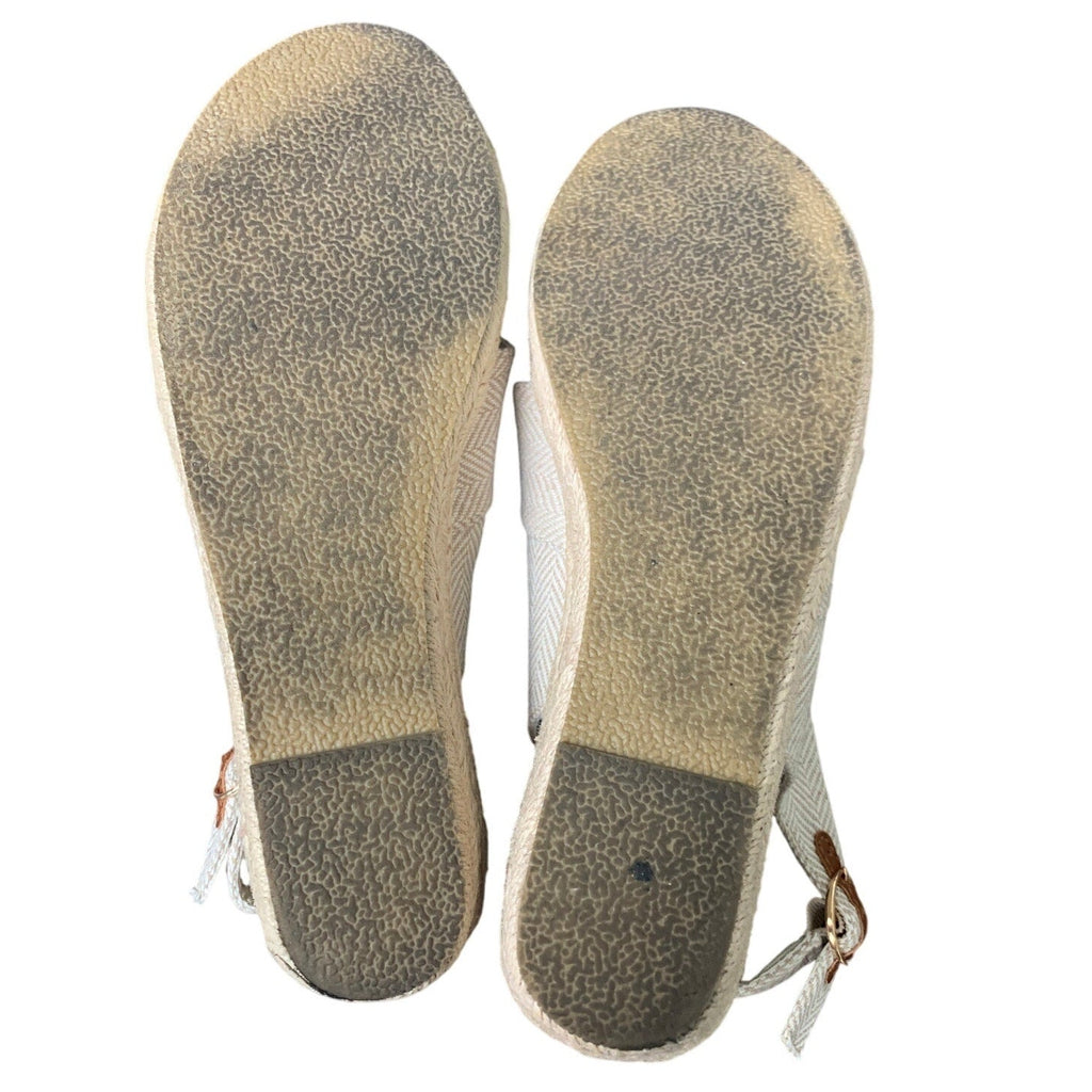 Mysoft Womens 8 Tan Canvas Open Toe Espadrille 2" Platform Buckle Sandals Shoes
