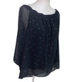 Maurices Womens Large Off The Shoulder Long Sleeve Sheer Metallic Studs Top