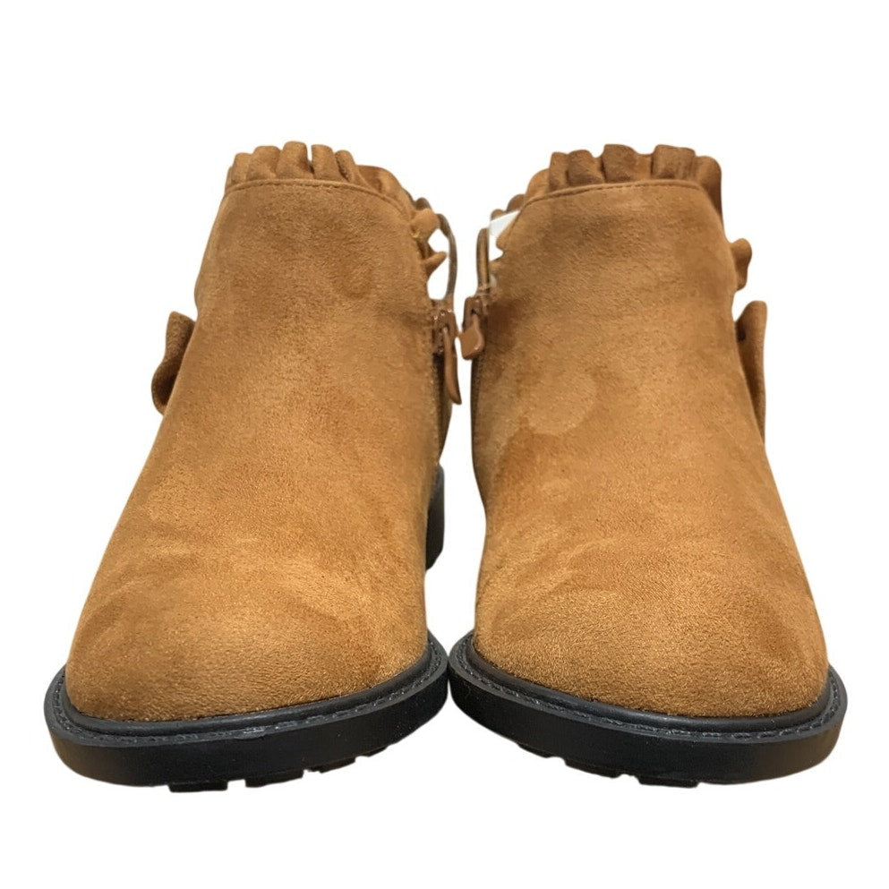 ZBY Little Girls Size 1 Light Brown Ankle Boots Round Closed Toe Size Zip Shoes