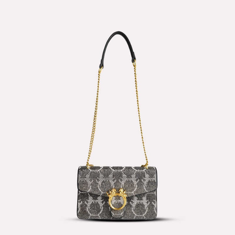 Rhinestone Crossbody Chain Bag - Women's PU Leather Shoulder Bag with Adjustable Chain Strap | Sarah Express