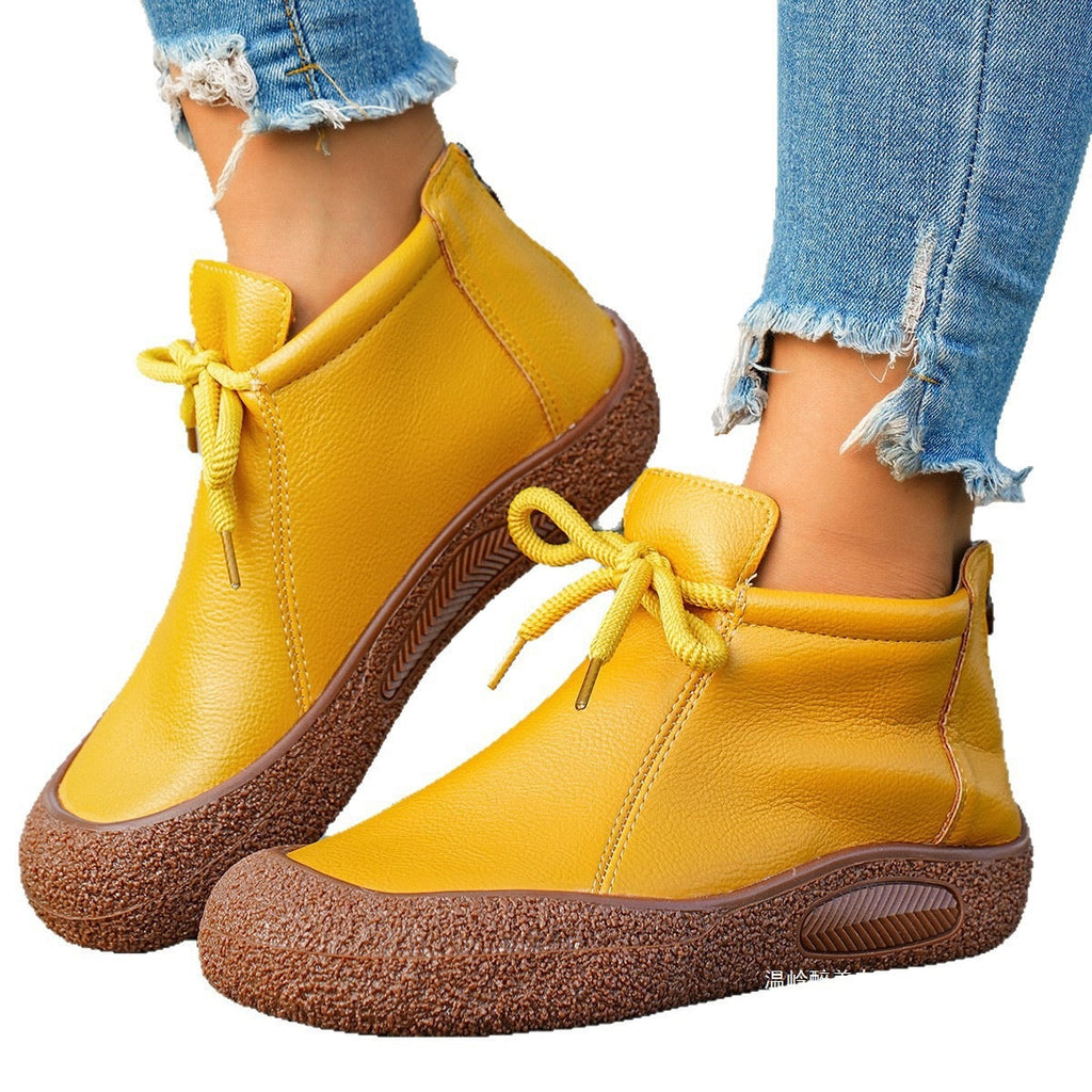 Women's Retro Lace-Up Soft Leather Casual Shoes - Plus Size Available