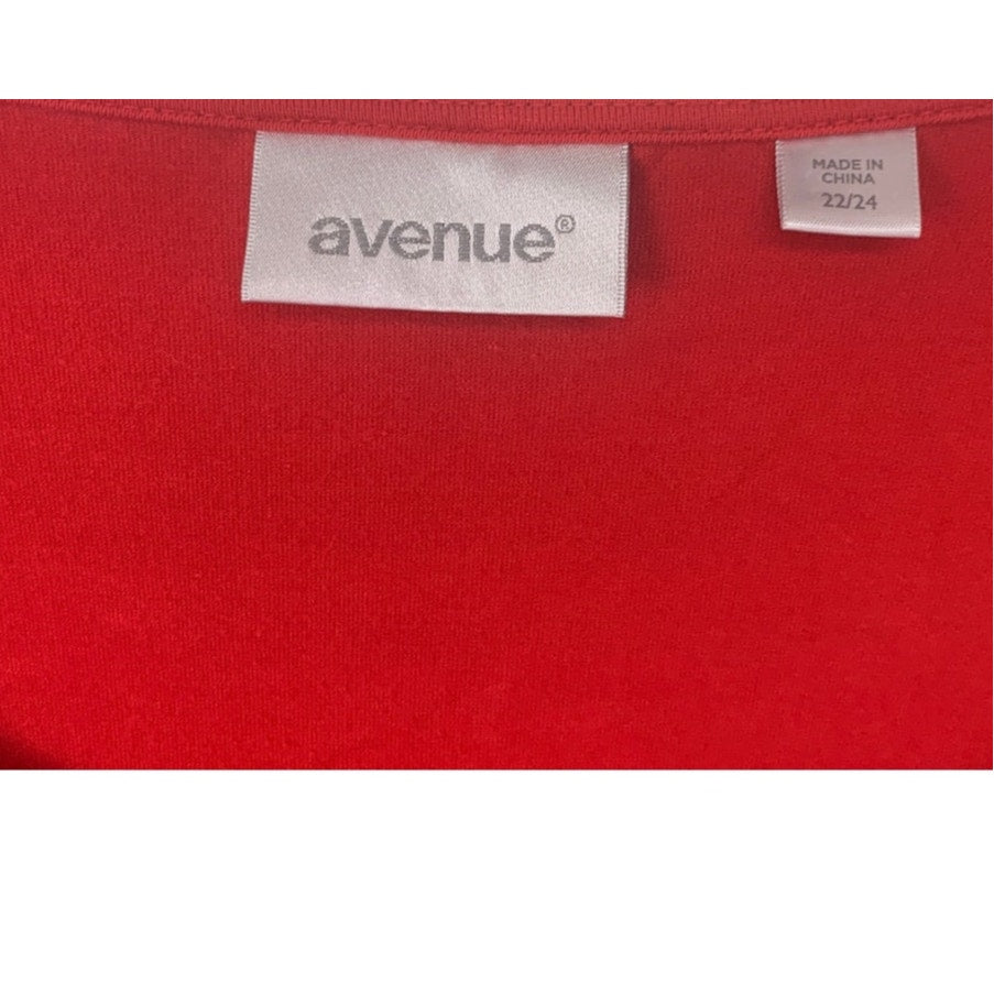 Avenue Womens Size 22/24 Rayon Blend Long Sleeve Scoop Neck Front Swoop Blouse