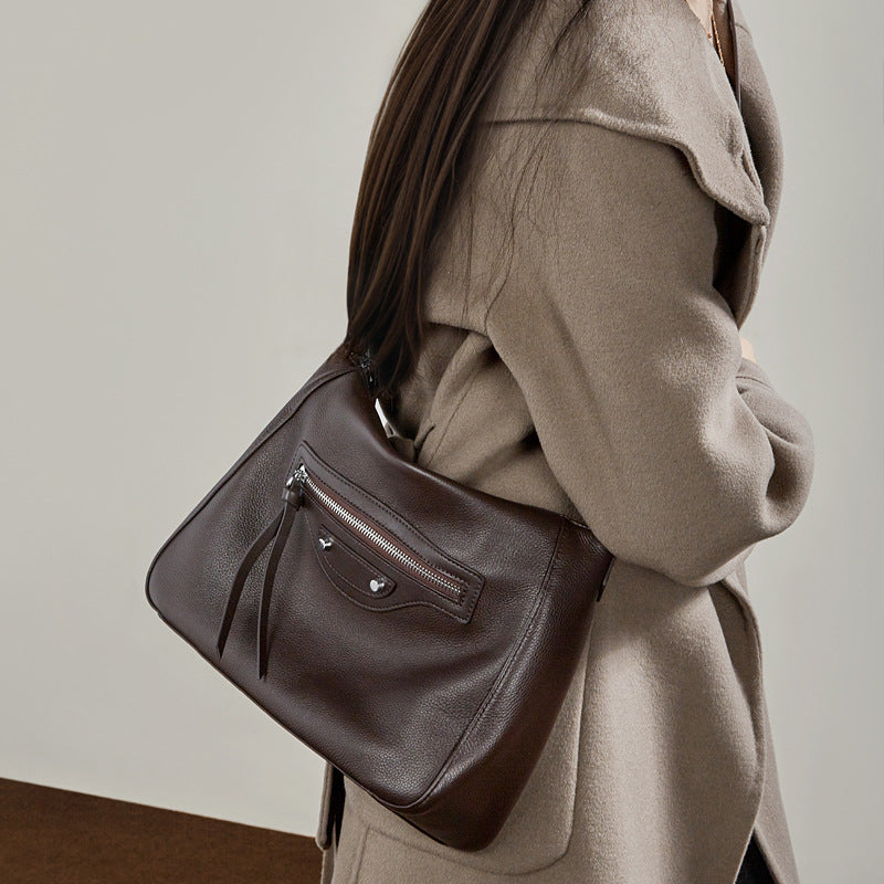 Women's Large Capacity Genuine Leather Crossbody Bag | Retro Style