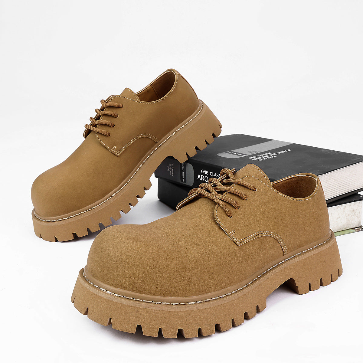 Men's British Style Height Increasing Leather Dress Shoes - Premium Derby Oxfords