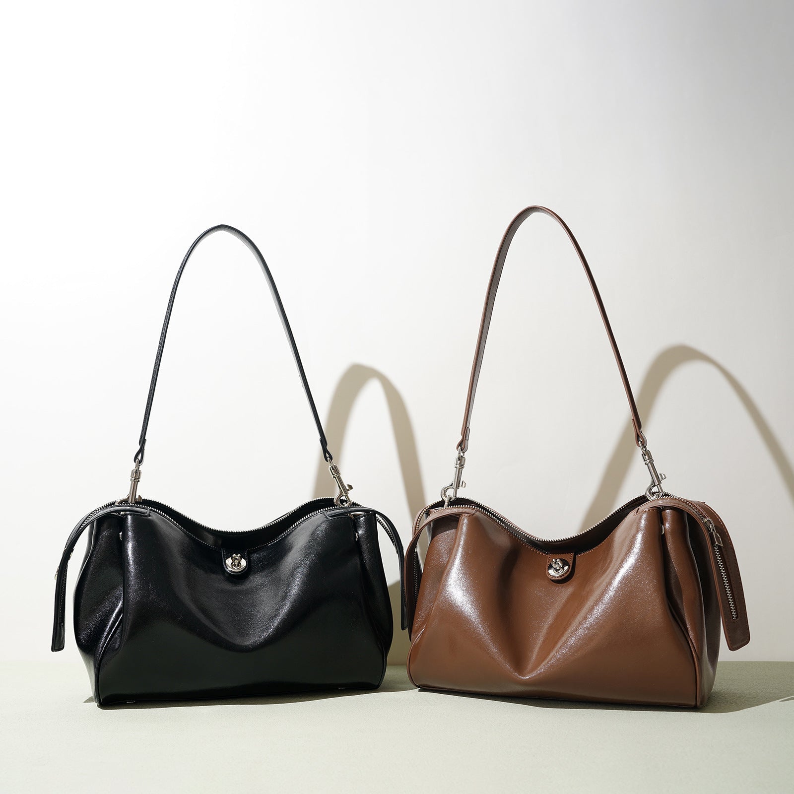Genuine Leather Western Shoulder Bag for Women - Pillow Shape Crossbody Handbag