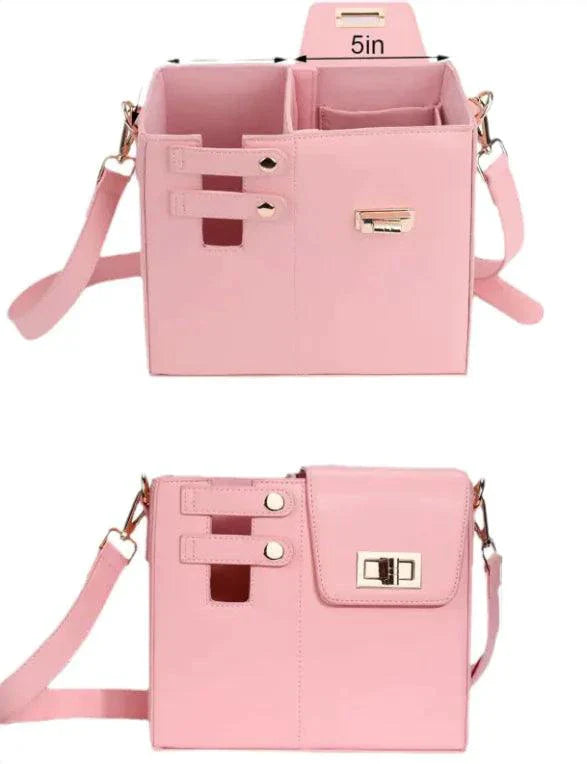 Mandotos CarryEasy Beverage Pouch PU Leather Portable Bottle Bag With Soft Lining And Open Pocket Pink