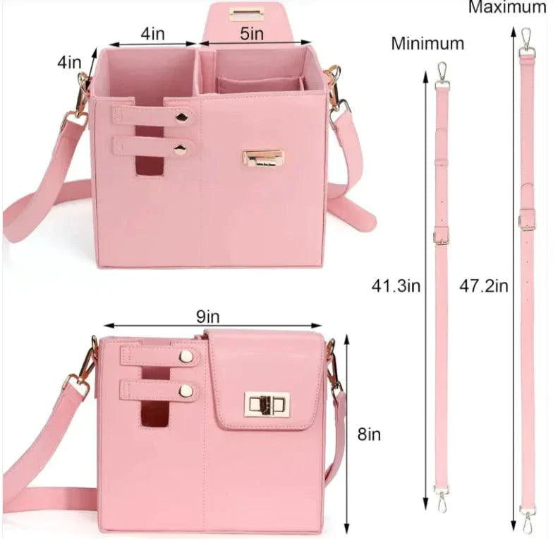 Mandotos CarryEasy Beverage Pouch PU Leather Portable Bottle Bag With Soft Lining And Open Pocket Pink