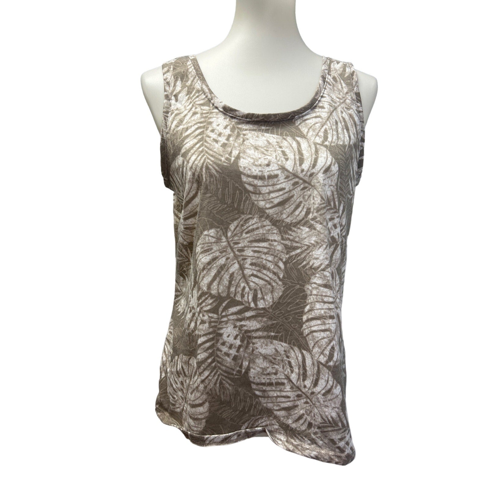 Attention Time & Tru Womens Medium Large Sleeveless Brown Floral Tank Tops