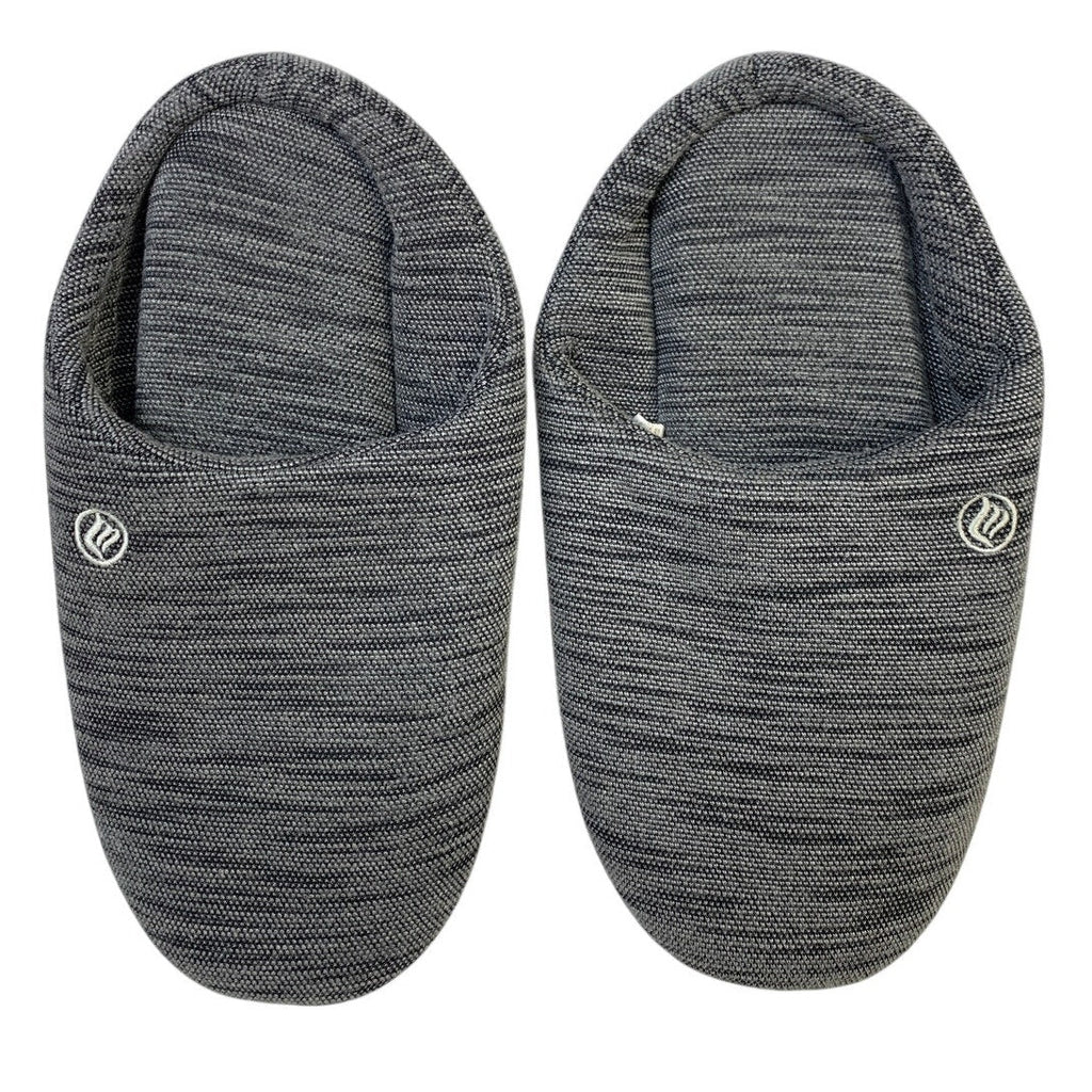 Mens Size 9-10 Gray Heathered Slippers Round Toe Slip On House Shoes