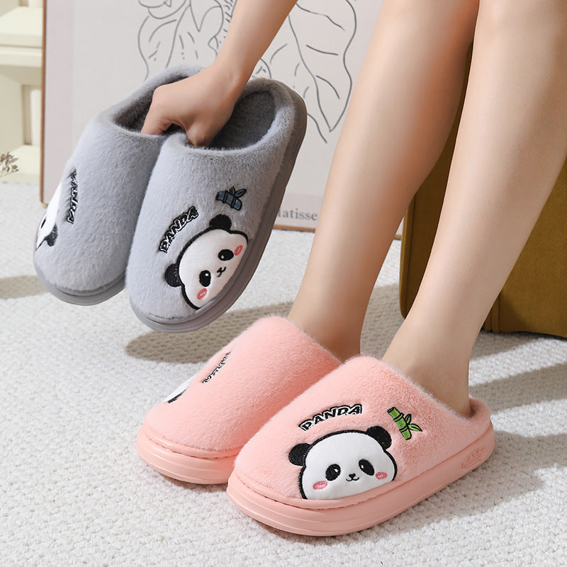 Panda Slippers for Women & Men - Cute Cartoon Plush Indoor House Shoes with Thick Anti-Slip EVA Sole