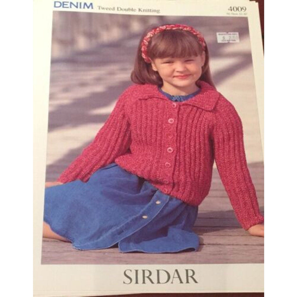 New Sirdar 4009 Denim Tweed DK Child Cardigan Jacket Knitting Sweater Pattern