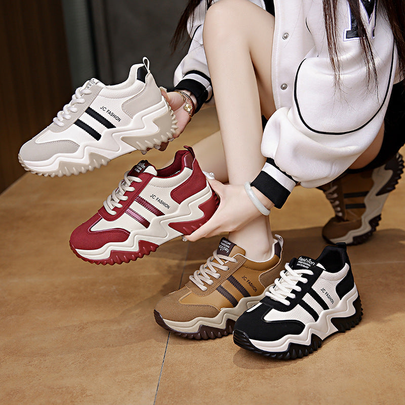 Women's Thick Sole Running Sneakers - Casual Platform Sneakers with Height Enhancement