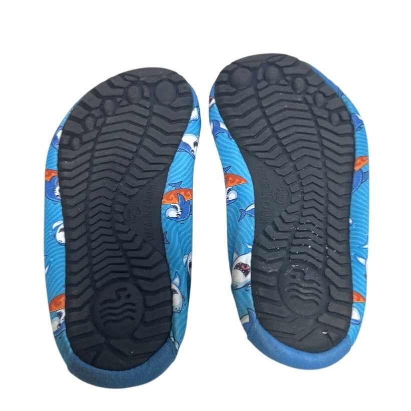 WateLves Kids Size 1 Blue Shark Slide On Barefoot Quick Dry Aqua Water Shoes