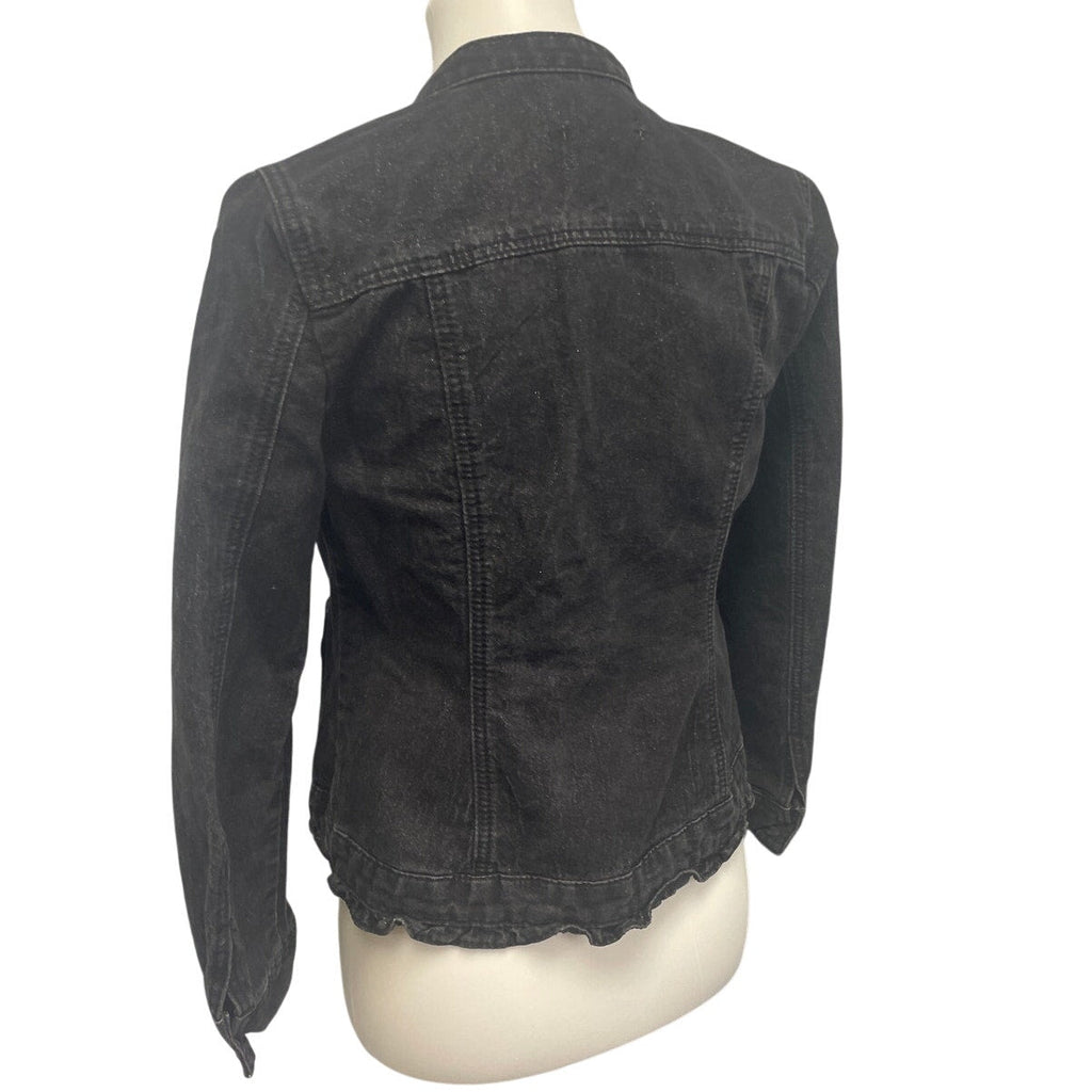 Christopher & Banks Womens Petite Small Stretch Cotton Glittery Jean Jacket